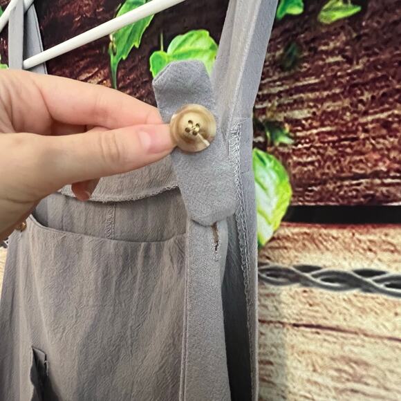 Wide Leg Jumpsuit Romper Women Large XL Flowy Boho Sleeveless Blue Cotton Blend - Picture 5 of 5